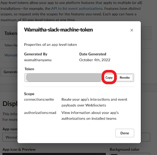 Copying The Generated Token