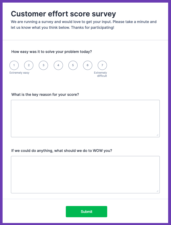 Customer Effort Score (CES) Template