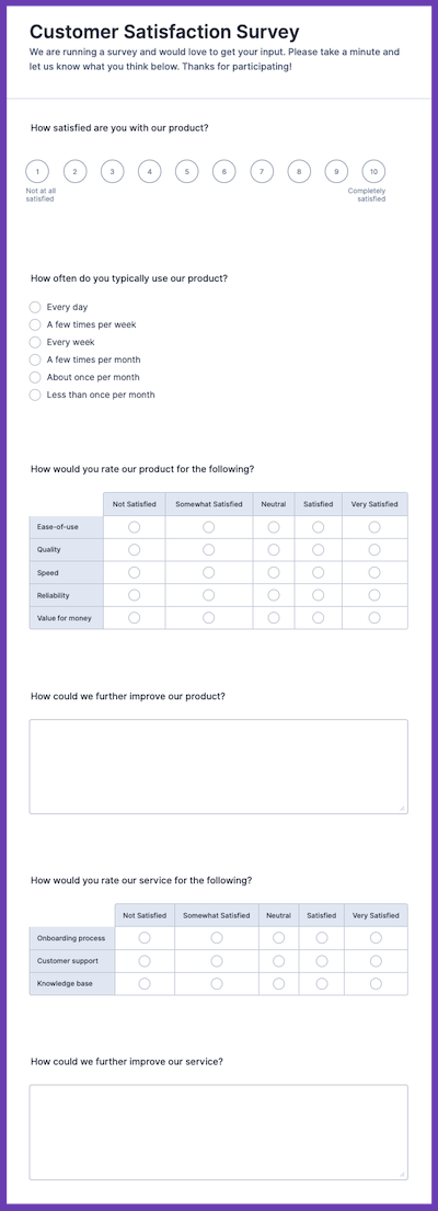 Customer Satisfaction Survey (CSAT) Template