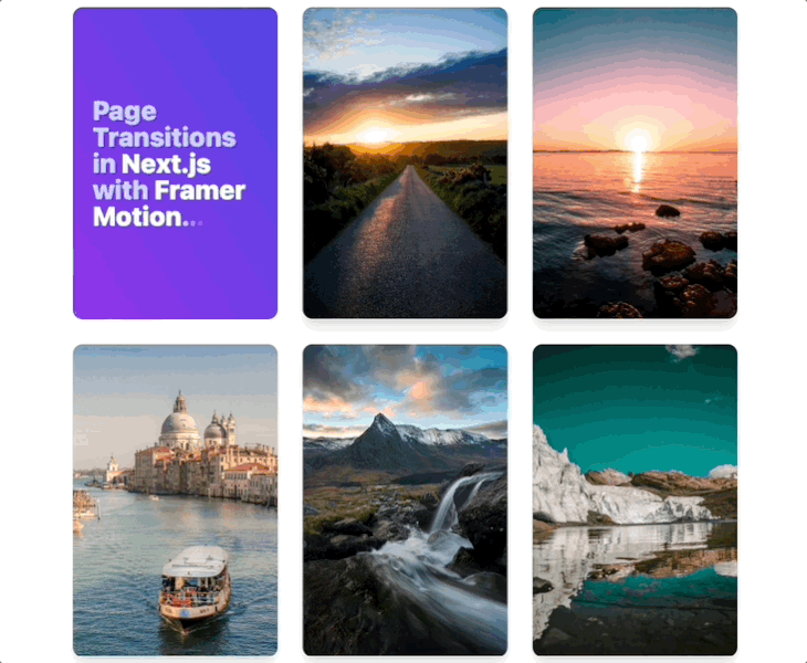 Dynamic Page Transitions Example in Next.js