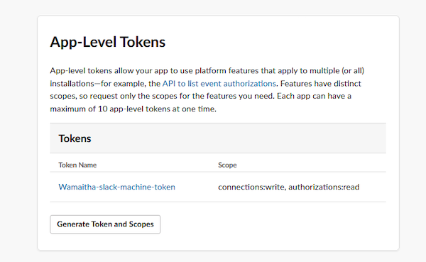 Finalized App Level Tokens Tab