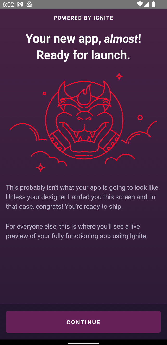 Ignite Welcome Screen