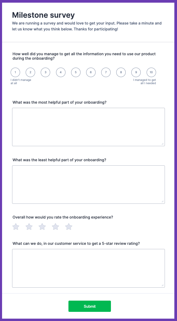 Milestone Survey Template