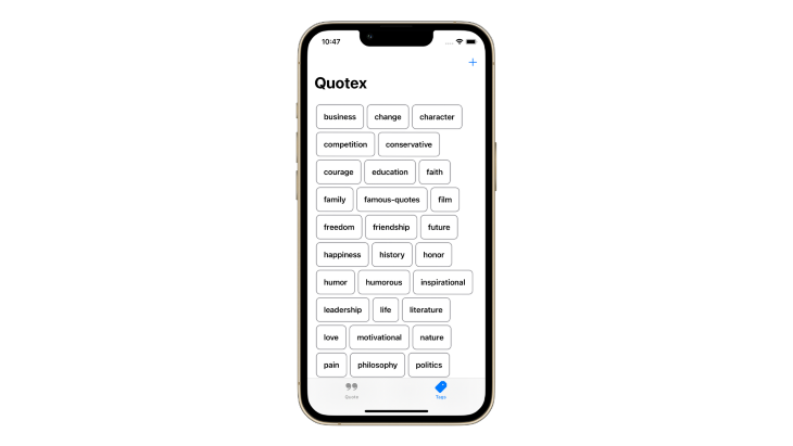SwiftUI Project, Quotex, Displaying Tags