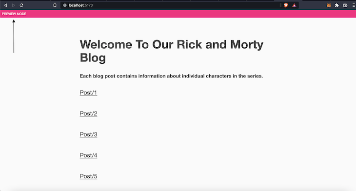 Rick and Morty blog welcome page.