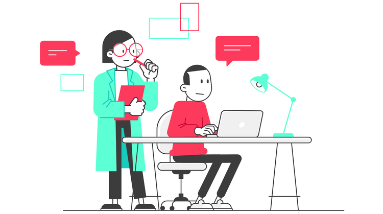 Illustration Of Two People Engaging In Usability Testing