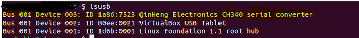 Name of the USB connected to the Arduino board