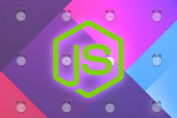 Node.JS Logo Over Color-Blocked Background