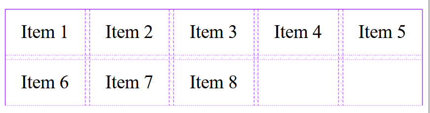 item placement in rows