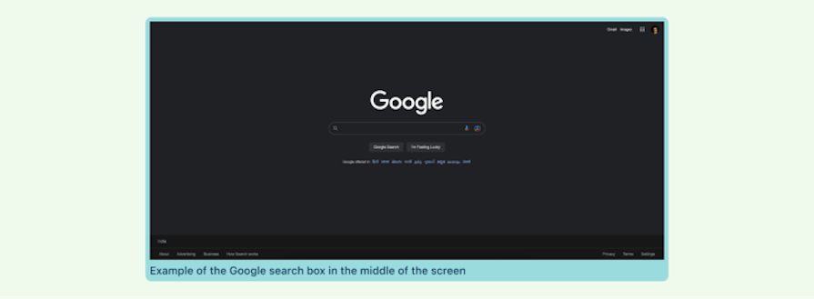 Prime Pixel Example: Google Search Screen Has Search Bar At Center