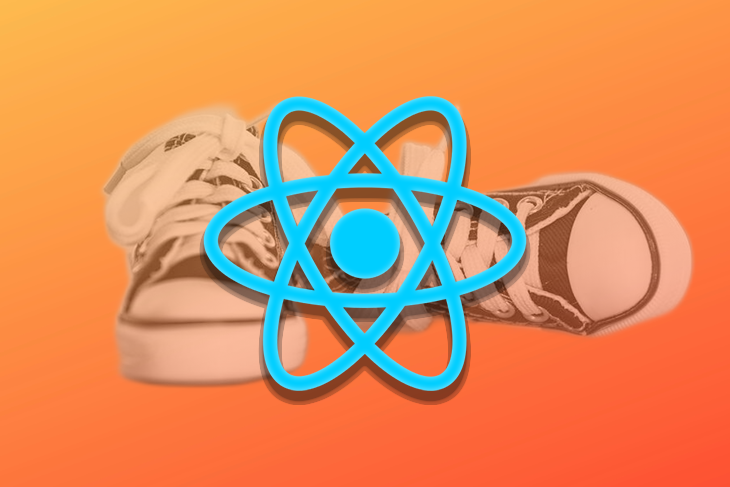 React Logo Over Pair of Sneakers with Laces