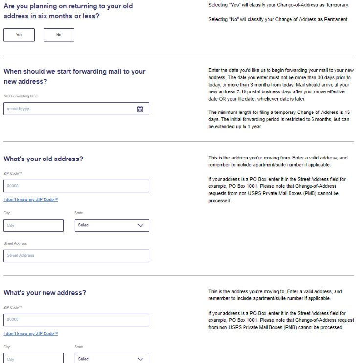 Change Address Form