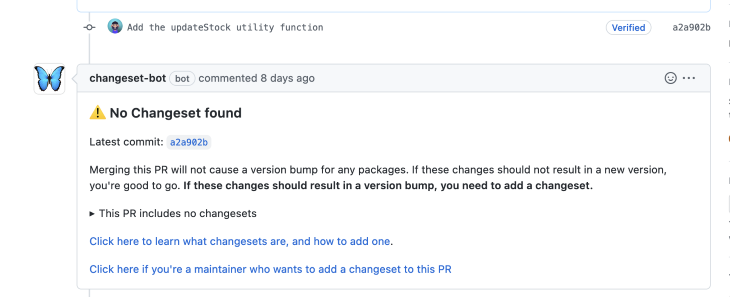 Changesets GitHub Bot Comment