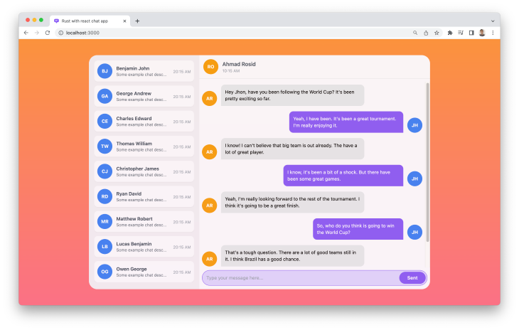 CHat App Client UI Built with React