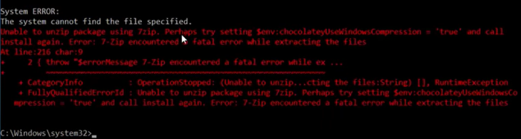 Code Error When Installing Chocolatey