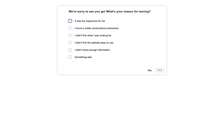 Exit Intent Survey