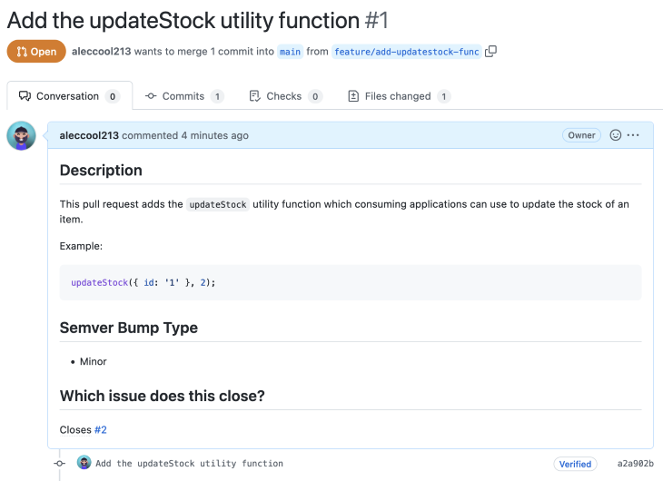 GitHub Pull Request Containing New Utility Function