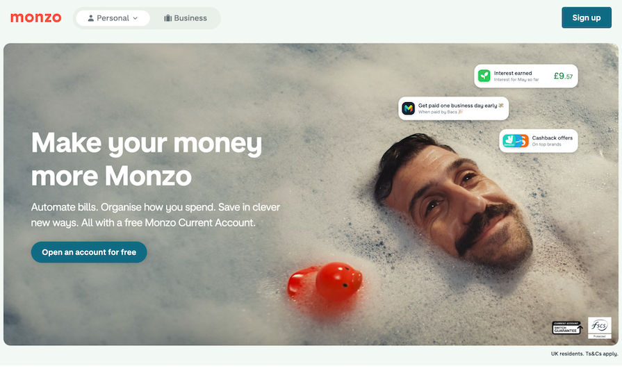 Actionable Cta Copy Example From Monzo