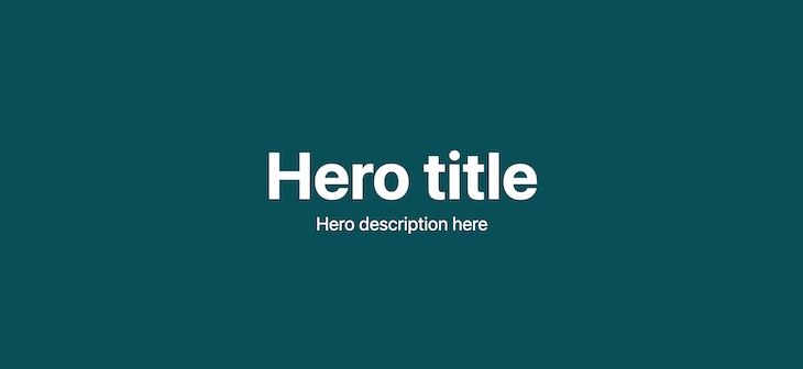 White Text For Hero Title And Description Over Deep Sea Green Background With No Image Visible