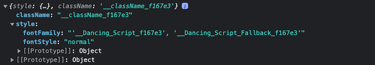 Browser Developer Tools Panel Showing Returned Object For Dancing Script Variable