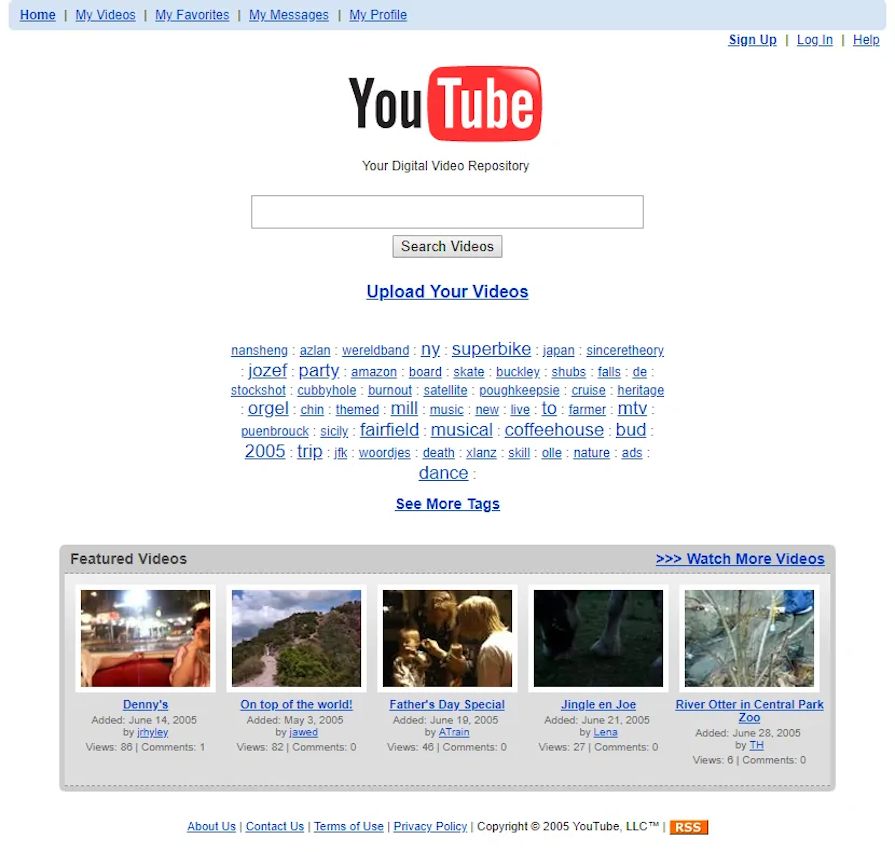 Older, Simpler Youtube Website Homepage