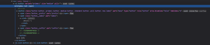 Examining Shoelace Button with Browser Devtool
