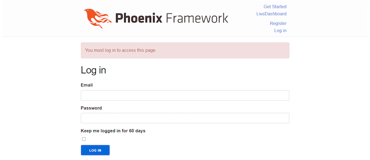 Phoenix Login Error Message