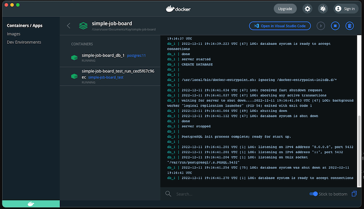 The Running PostgreSQL Container