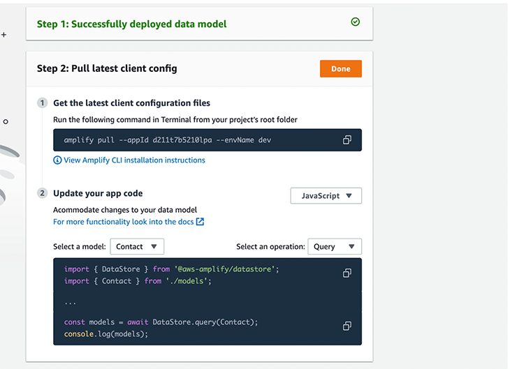 Our successfully deployed data model