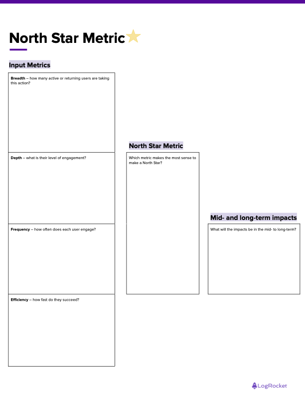 North Star Metric Template Example Screenshot