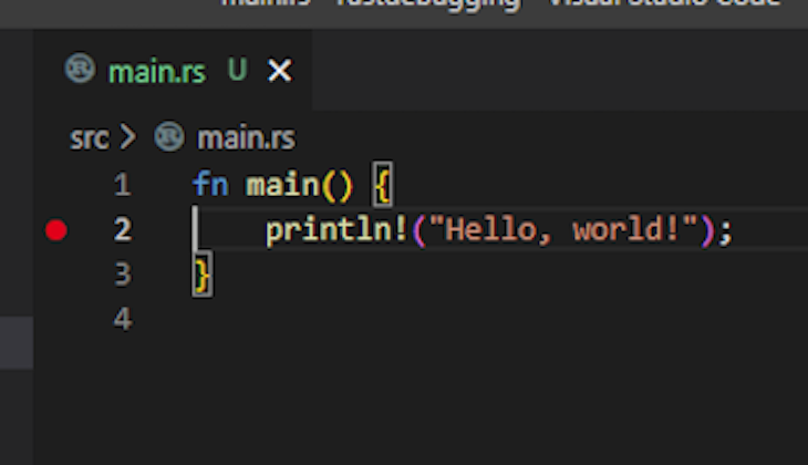 Closeup View of Line Two in VS Code Terminal to Show Breakpoint
