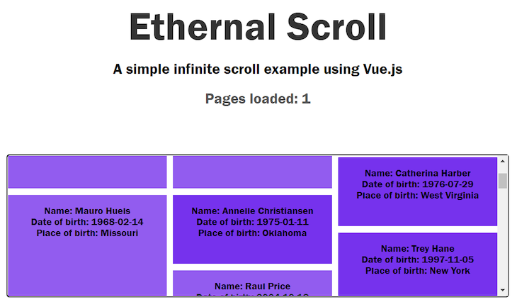 Vue Infinite Scroll App Demo