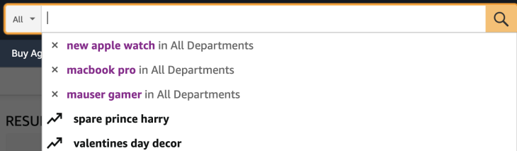 Amazon Search Bar Example