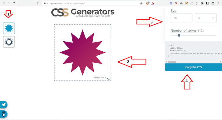 CSS Generators Starburst Shape