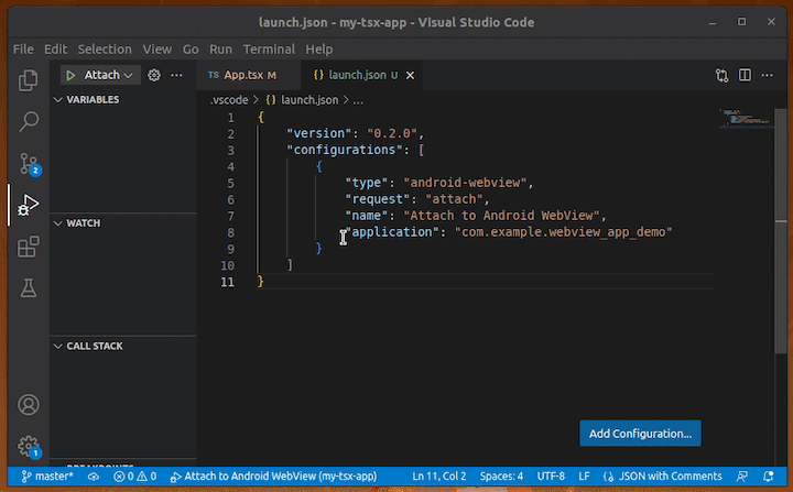 Debugging Android WebView TypeScript Code from VS Code