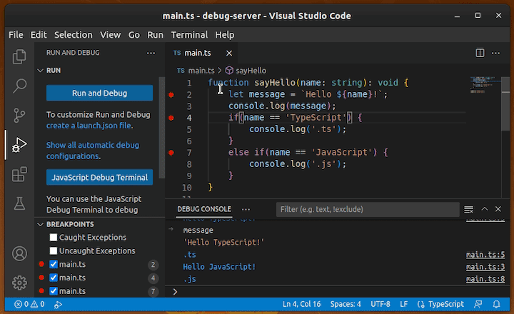 Debugging Node.js Demo Apps in TypeScript with VS Code