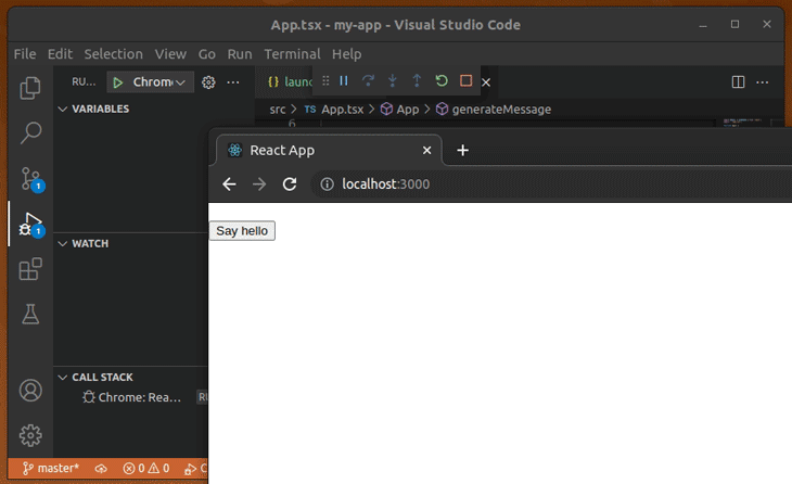 Debugging a TypeScript-based React app with VS Code and Chrome