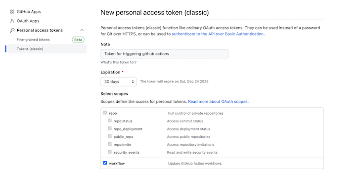 Generate New Personal Access Token Github Classic