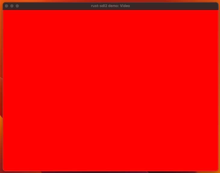 Window Open With Background Completely Filled In Red With Window Title Reading Rust Sdl2 Demo Video