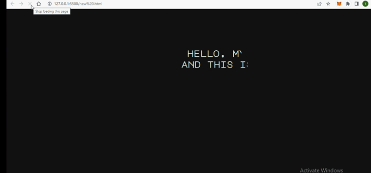 Black Screen With Two Lines Of Light Text Reading "Hello. MY Name Is Temitope" On Line One And "And This Is A Typewriter Effect" On Line Two Appearing Slowly From Left To Right Simultaneously