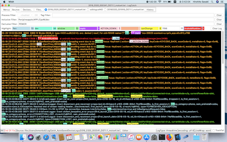 Screenshot From Logcatch Repo Showing How Logcat Logs Look With Powerful Filter And Visually Pleasing Display