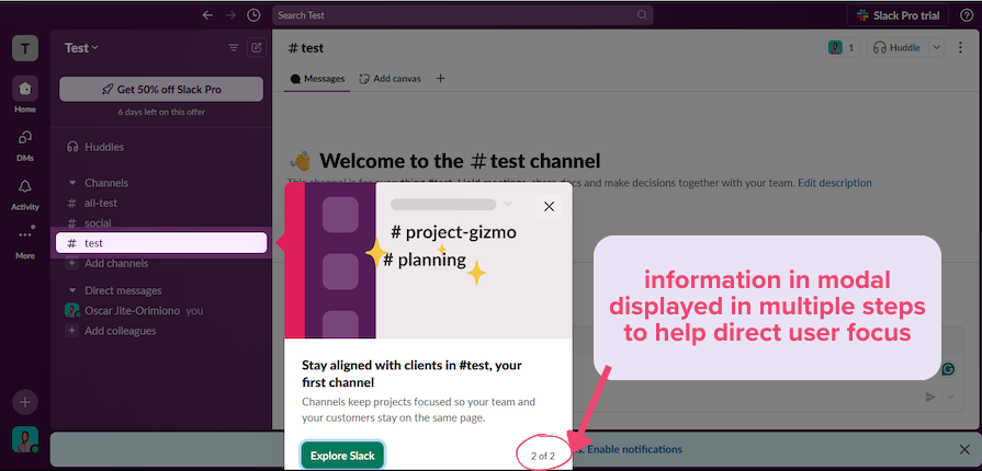 Onboarding Modal Example Chunking Complex Process Into Multiple Steps