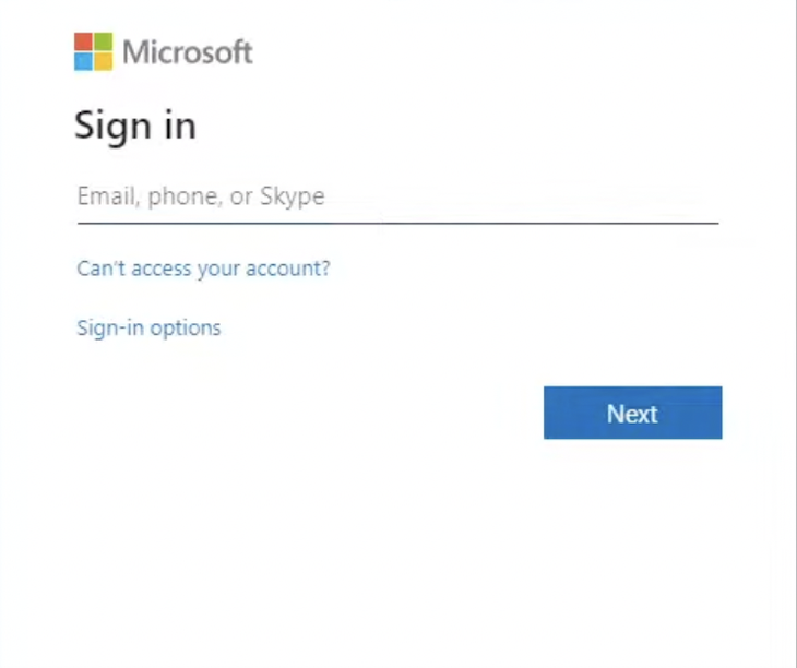 Default Identity Provider Login Page For Microsoft Authentication