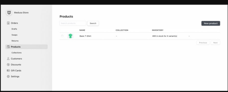 Medusa Admin Panel Manage Functionalities