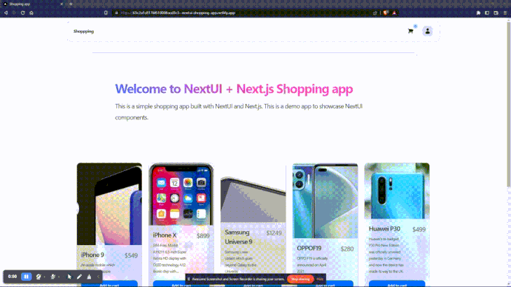 NextUI and Next.js App Final Product