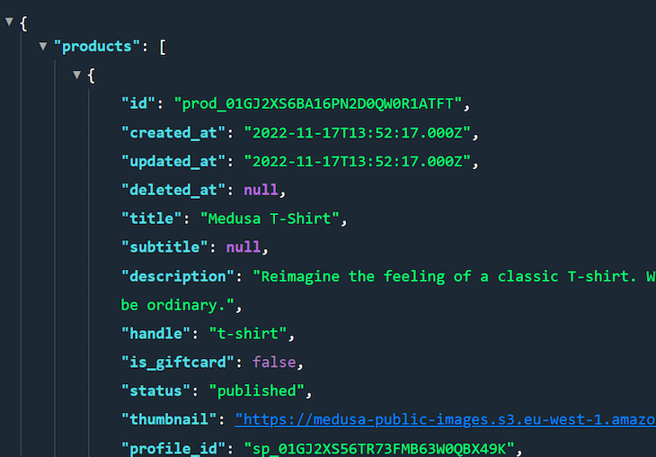 Product List JSON Format