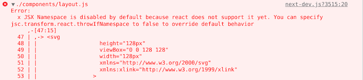 Svg Namespace Error In Next.js