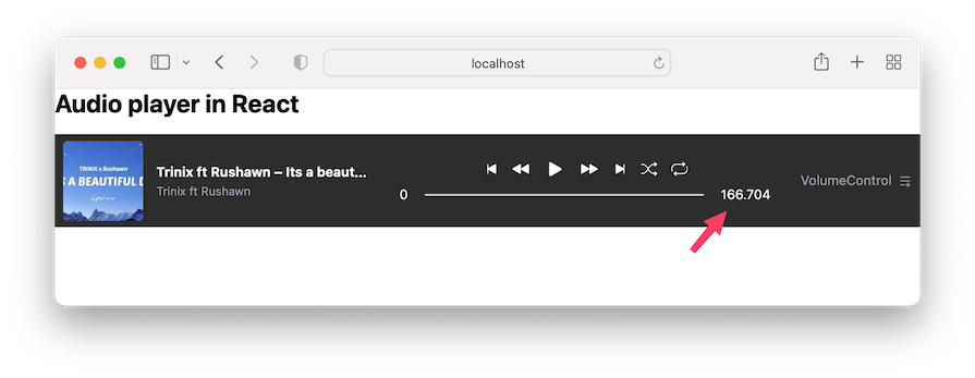 Custom React Audio Player With Track Duration Displayed In Seconds