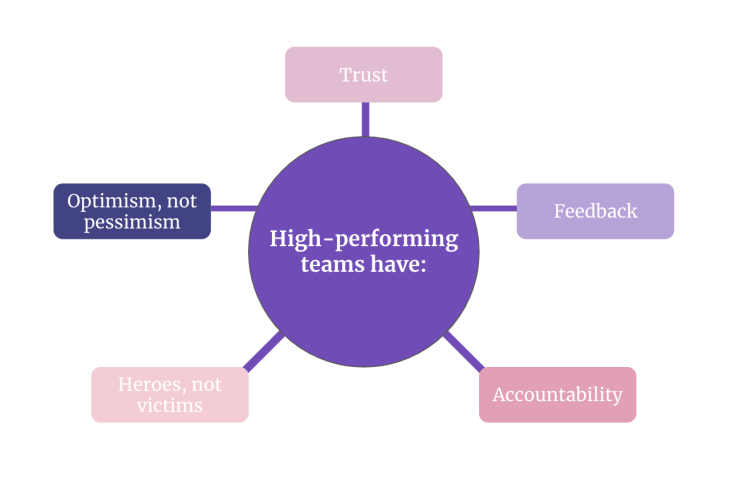 High Performing Teams Summary Graphic With Five Factors