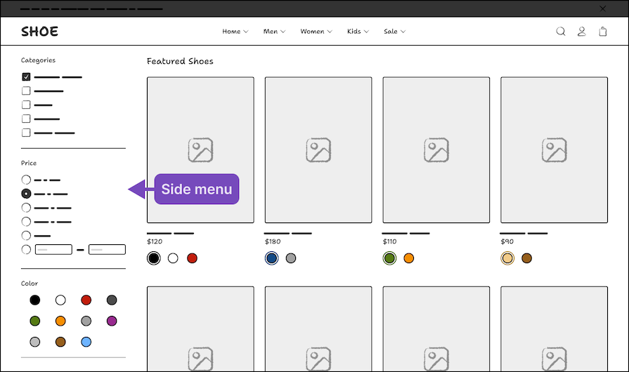 Separate Secondary Navigation Type: Side Menu